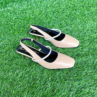 Giày nữ sandal cao gót 3cm da mềm Trường Hải 2 màu đen, kem CG125