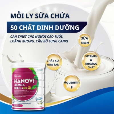 COMBO 3 lon Sữa Non Nanovi Alpha Milk Plus bổ sung Canxi