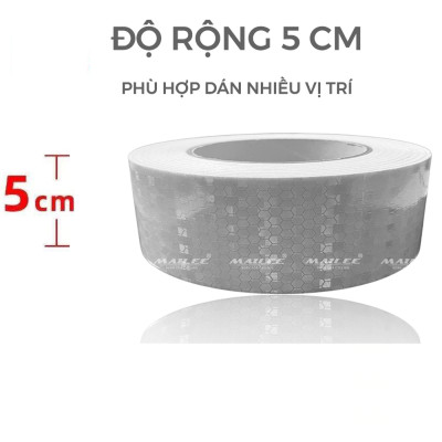 Decal Phản Quang Dán Xe Tải Xe Rơ Mooc Mai Lee PQ-25MT (25m x 5cm) Màu Trắng An Toàn Ban Đêm, Chất liệu PVC chống thấm nước