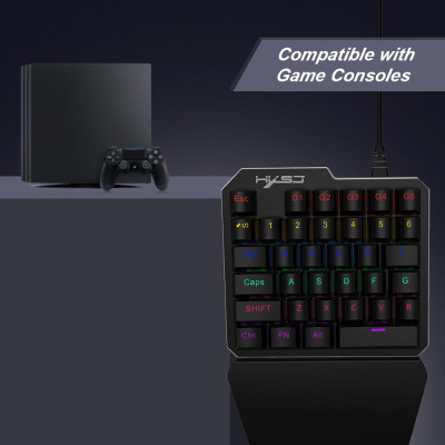 Bộ bàn phím chuột HXSJ J100 + A885 35 phím Mini USB có dây 5500DPI 6 nút LED Bộ bàn phím chơi game quang học 