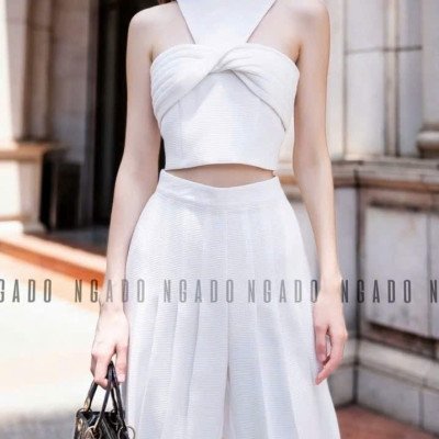 Set áo quần trắng xếp ly NGADO , set áo quần dài , set áo quần kiểu Nữ