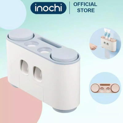 Kệ Treo Bàn Chải Inochi Nachi 4 Cốc Chính Hãng – Dán Tường Không Khoan, Phong Cách Tối Giản Nhật, Tặng Khăn PaKaSa