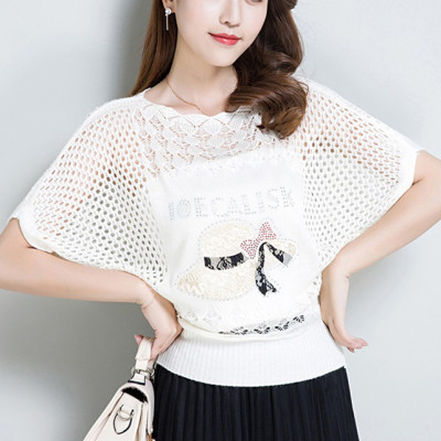 Áo len lưới mỏng tay cánh rơi hình mũ dễ thương Haint Boutique Al30