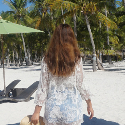 Áo khoác ren đi biển họa tiết hoa hồng, chất ren mềm đẹp, dễ phối đồ | AR018