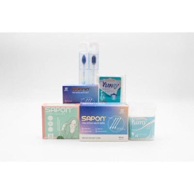 [Combo] 6 món chăm sóc vệ sinh gia đình – Tăm bông + Tăm chỉ + Tăm nhựa + Bàn chải SAPON