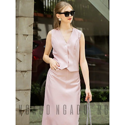 Set hồng áo gile chân váy bút chì NGADO , set đồ nữ , Áo gile nữ , Set gile nữ , Đồ công sở , Đồ thiết kế