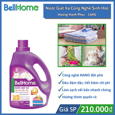 Nước Giặt Xả Công Nghệ Sinh Học Bell Home Tím Hương Hạnh Phúc 3,6KG