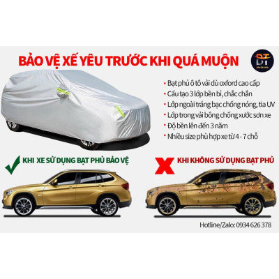 Bạt che kín bảo vệ xe ô tô Honda HR-V tráng bạc cao cấp, vải bông chống xước 3 lớp vải dù Oxford , bạt HRV