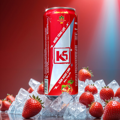 Nước Tăng Lực K5 Sâm Ngọc Linh Lốc 6 Lon Vị Dâu Tây Đỏ (320ml/Lon)