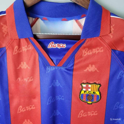 Áo Bóng Đá Retro Barcelona 1995 - Sân Nhà bản cao cấp vải Cotton Polyester