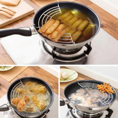 Vỉ gác chảo chiên đồ ăn cỡ to bằng inox không gỉ bền đẹp (31 x 15,5 cm)