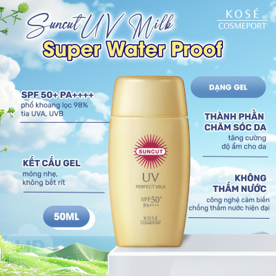 Kem Chống Nắng Siêu Chống Thấm Nước Kose Suncut UV Perfect Essence Super Water Proof SPF50+ PA++++ (04 Loại)
