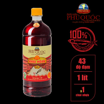 Nước mắm Khải Hoàn Phú Quốc chai nhựa 1lit 43 độ đạm