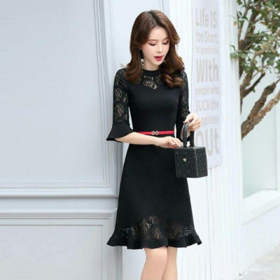 Đầm ôm body dự tiệc cao cấp phối ren