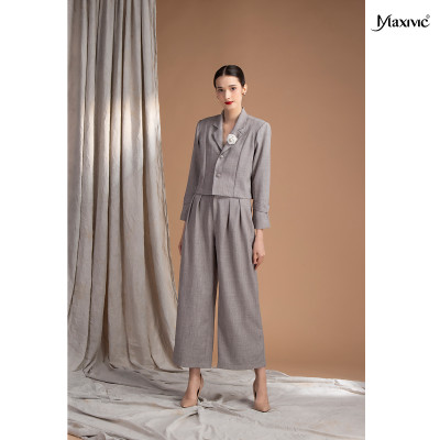 Quần tây xám đỏ cotton xô Maxivic M092318Q