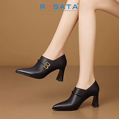 Boots thời trang nữ cổ thấp ROSATA RO688 -7F- Đen,Nude -HÀNG VIỆT NAM-BKSTORE
