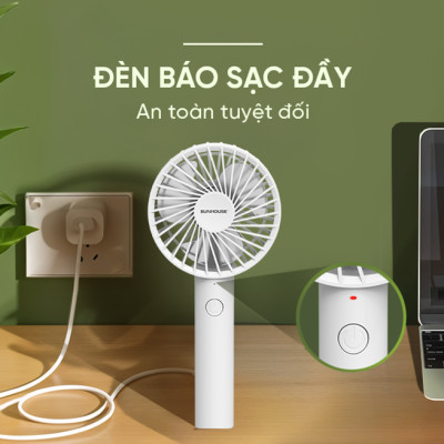 Quạt sạc mini cầm tay Sunhouse SHD7109 - Hàng chính hãng