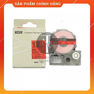 Nhãn in Tepra SC12RW (LC-4RBP) - Chữ đen nền đỏ 12mm x 8m - Hàng nhập khẩu