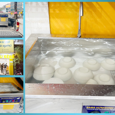 Máy rửa chén siêu âm công nghiệp nhà xưởng căng tin trường học Rama RB1500 dung tích 234L - Hàng chính hãng