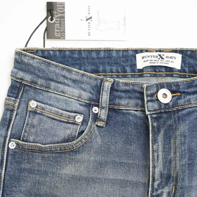 Quần Jeans Nam Cao Cấp HUNTER X-RAYS Form Slimfit Thun Màu Xanh Phủ Dơ NhẹD33