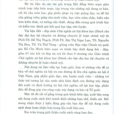 Hỏi - Đáp Môn Chủ Nghĩa Xã Hội Khoa Học (Dành cho bậc đại học hệ chuyên và không chuyên lý luận chính trị)