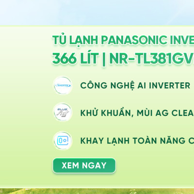 Tủ lạnh Panasonic Diệt Khuẩn 366L NR-TL381GVKV Lấy Nước Ngoài Kháng Khuẩn -  Bộ Cảm biến Econavi - Ngăn Đá Trên - Hàng Chính Hãng