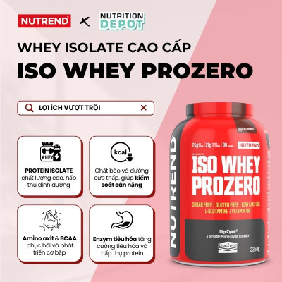 Whey Isolate cao cấp bổ sung đạm protein - Nutrend Whey Protein Isolate Iso Prozero Hộp 2250g - Nutrition Depot Vietnam