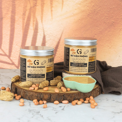 Bơ đậu phộng GUfoods - Không đường, Giàu protein thực vật, Lành mạnh, Eat clean, Healthy, Thuần chay