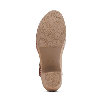 Sandal cao gót sức khỏe nữ Aetrex Finley Cognac - giày cao gót bít mũi đệm da mềm