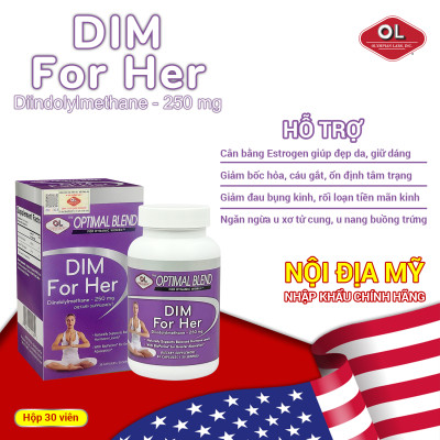 DIM For Her Olympian Labs hộp 30 viên cân bằng nội tiết giúp đẹp da giảm mụn ngăn ngừa u xơ u nang