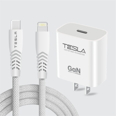 Combo sạc nhanh hàng chính hãng TESLA TL12CBL 36W GaN USB-C (C to L) | Bảo hành 12 tháng 1 đổi 1 | Made in Việt Nam