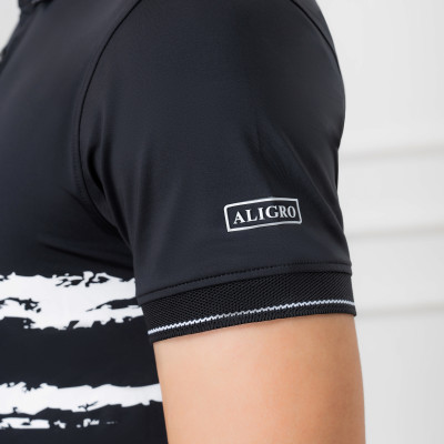 Áo Polo đen phối kẻ ngang Aligro ALGPLO73