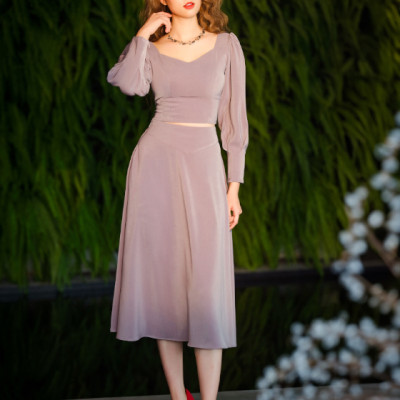 Chân váy chữ A xoè midi dài qua gối Vĩ Dạ SKI039 thời trang thiết kế Hity