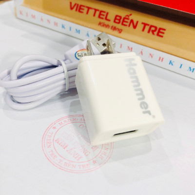 Bộ củ và cáp sạc Ham mer 2.1A Chân cắm L, Hàng Chính Hãng check QR bảo hành 12 tháng