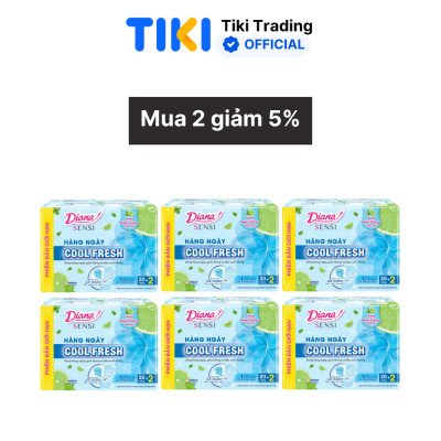 Bộ 6 Gói Băng Vệ Sinh Diana Hàng Ngày Cool Fresh (Gói 20 miếng)