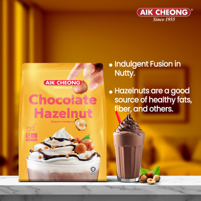Thức Uống Chocolate Hạt Phỉ, Socola Hạt Phỉ Gói Tự Pha Aik Cheong, Nhập Khẩu Malaysia - 12 Gói x 38g