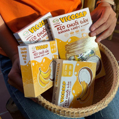 Kẹo chuối gân VICOSAP nguyên chất kẹo dẻo mềm ít đường đặc sản Trà Vinh