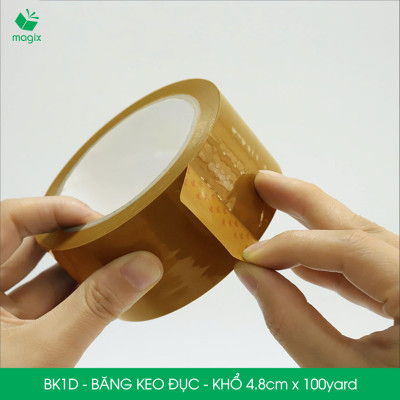 BK1D - Băng Keo Đục - 4.8cm - Block 6 cuộn/kg - 1 cuộn băng dính đục đóng thùng hộp carton