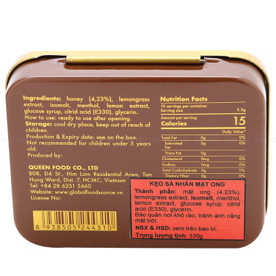 Block 10 Hộp Kẹo Sả Nhân Mật Ong Đường Isomalt (33g/ Hộp) 