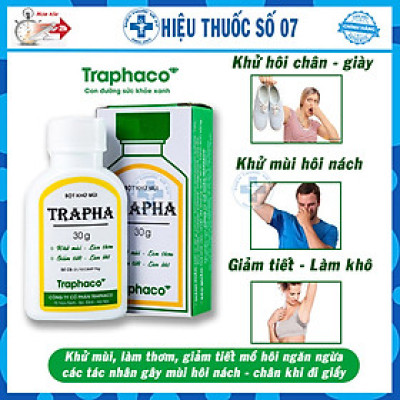 Bột khử mùi Trapha Traphaco hỗ trợ khử mùi, làm thơm, ngăn ngừa mùi hôi nách, hôi chân khi đi giày (30g)