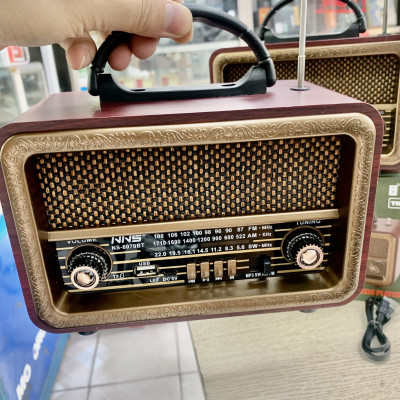 Đài FM Bluetooth5.1/USB/TF DC-8070BT Đài phát thanh cổ điển Sang trọng -Fm Am Sw 3 băng tần với USB Sd Tf Mp3 Radio vân gỗ-Hàng Chính Hãng