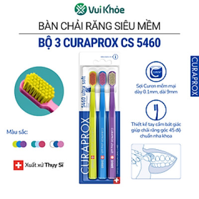 Bộ 3 bàn chải đánh răng Curaprox CS 5460 Ultra Soft | Vỉ 3 cây | Mã SP 73327143