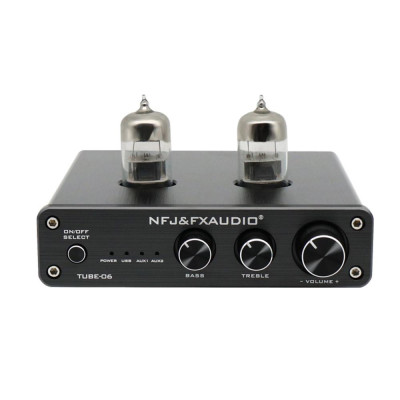 FX-AUDIO TUBE-06 Tube Preamplifier Home Audio Tube 6N3 Pre Amplifier Input PC-USB AUX Bass&Treble Adjustment DC12V/1A