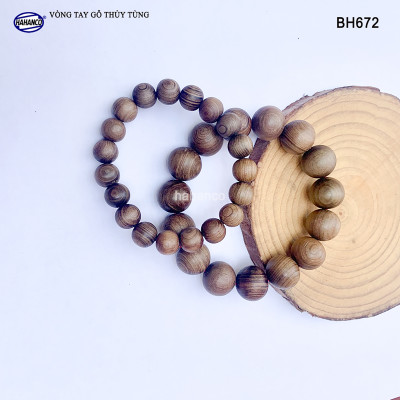 Vòng tay gỗ Thuỷ Tùng Thơm nức (BH672) Đắc Tài – Đắc Lộc – Đắc Bình An - May Mắn/ Vân gỗ đẹp - Bracelet of HAHANCO