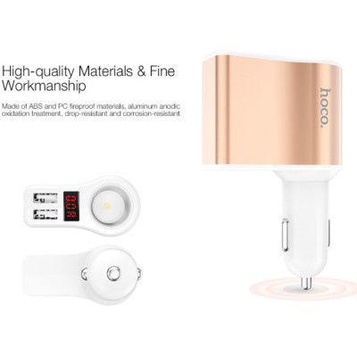 Tẩu sạc ô tô nhãn hiệu Hoco Z10 có 2 cổng USB (5V 2.1A) và màn hình Led hiển thị thông số điện áp
