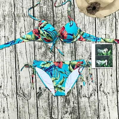 Bikini Tam Giác Có Gọng Nâng Ngực Họa Tiết
