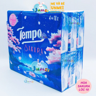 [LỐC 18 GÓI] Khăn Giấy Bỏ Túi Cao Cấp Tempo Petit Hương Sakura- 4 Lớp Bền Dai, Được Kiểm Nghiệm Da Liễu -Thương Hiệu Đức