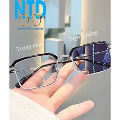 Kính giả cận ,gọng kính nửa gọng NTD01 chống bức xạ đổi màu cho nam nữ khi đi nắng