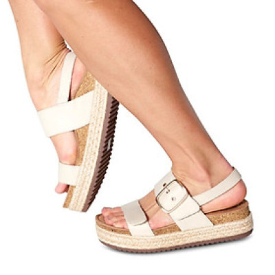 Sandal sức khỏe nữ Aetrex Vania Cream - giày cao 5p đệm memory foam