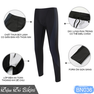 Đồ bơi nam cỡ đại đến 130kg, quần áo tắm big size cho người béo mập, áo dài tay khoá kéo & quần dài chống nắng, chất thun bơi lạnh Hàn co giãn đa chiều | BN036